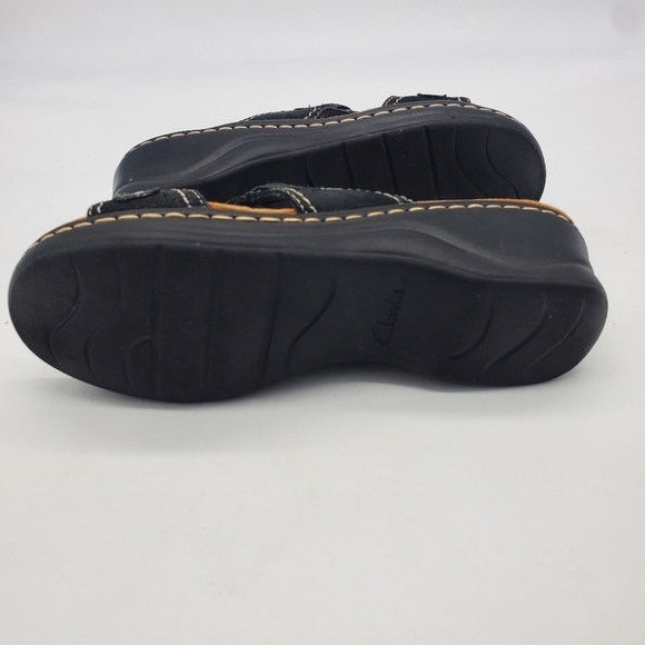 Clarks Shoes Women 7.5 W Sandal Lexi Willow Black 60391 Leather Bendables Slides - Picture 6 of 10